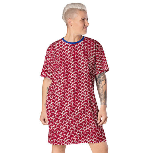 Red T-shirt Dress With Puerto Rico Coqui Frog Symbol