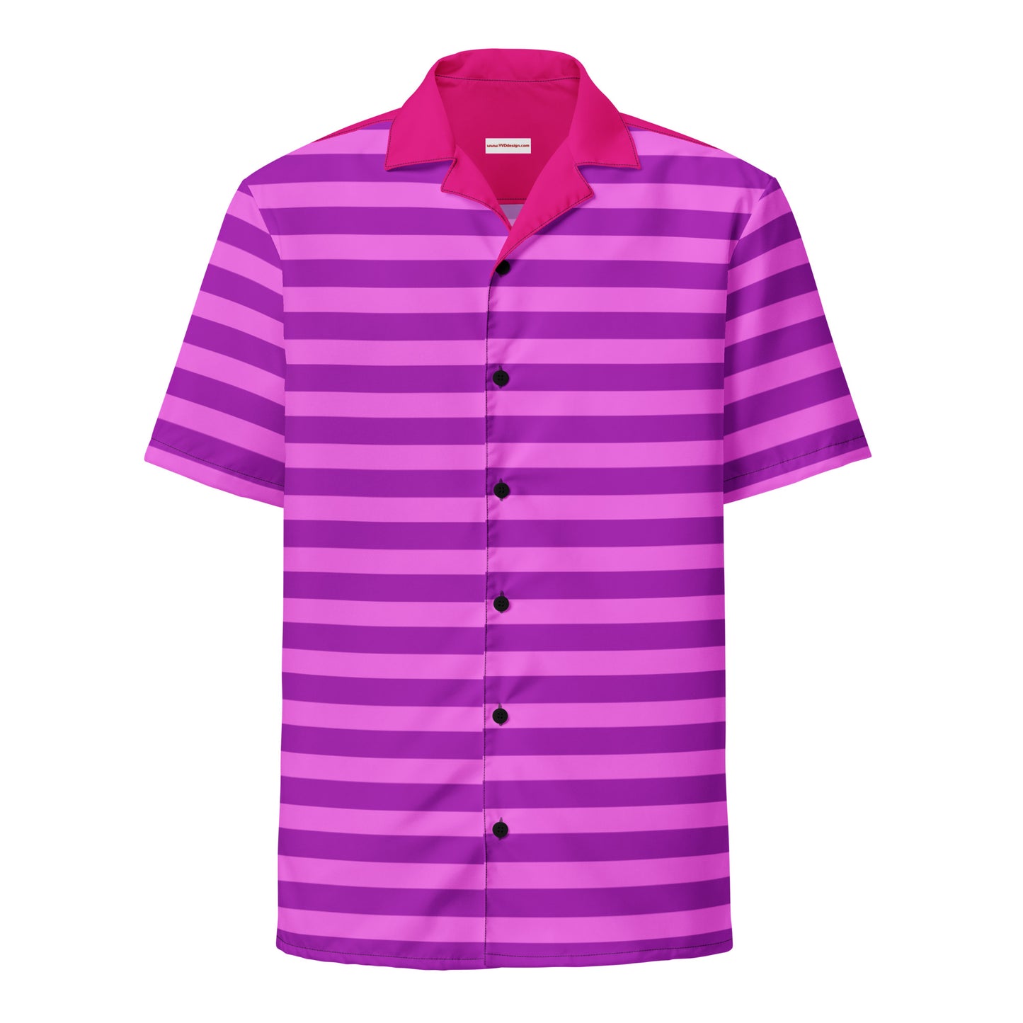粉色条纹衬衫套装 / 纽扣短袖衬衫