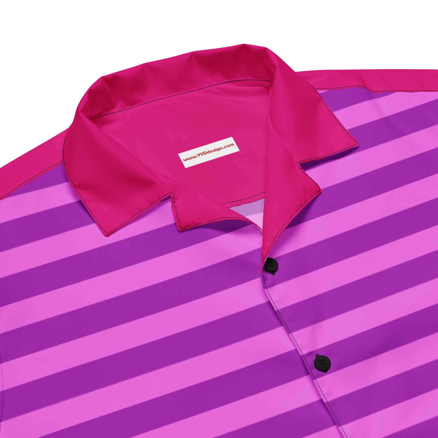 粉色条纹衬衫套装 / 纽扣短袖衬衫