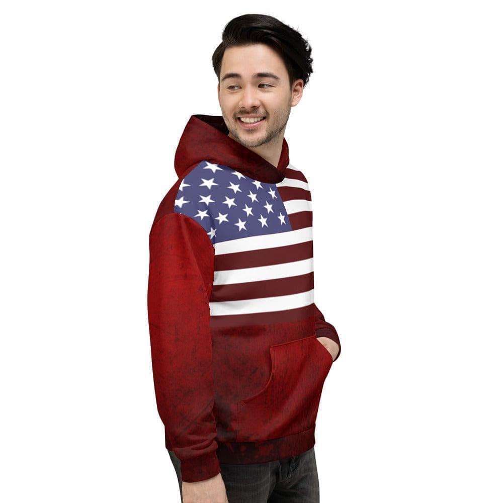 Amerikaanse vlag print / Unisex rode hoodie