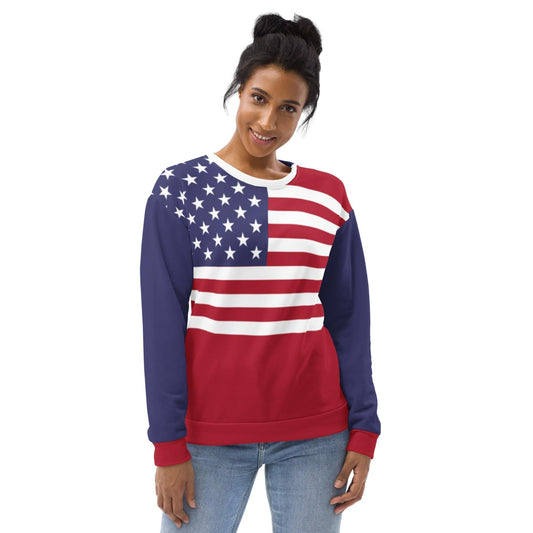 Sudadera con bandera americana de cuello redondo / suéter patriótico