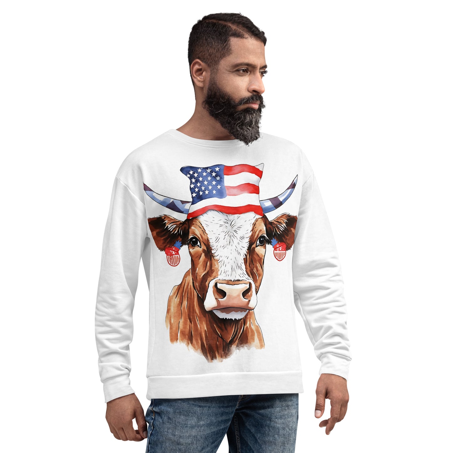 Patriotic Cow Sweatshirt For Animal Lover