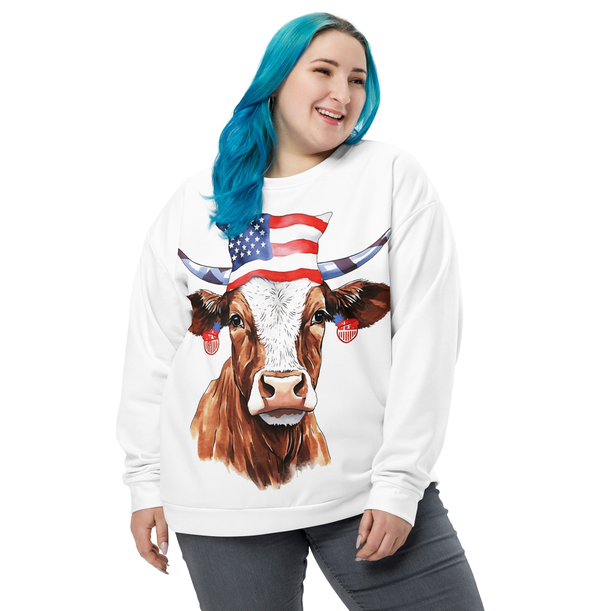 Patriotic Cow Sweatshirt For Cow Lover