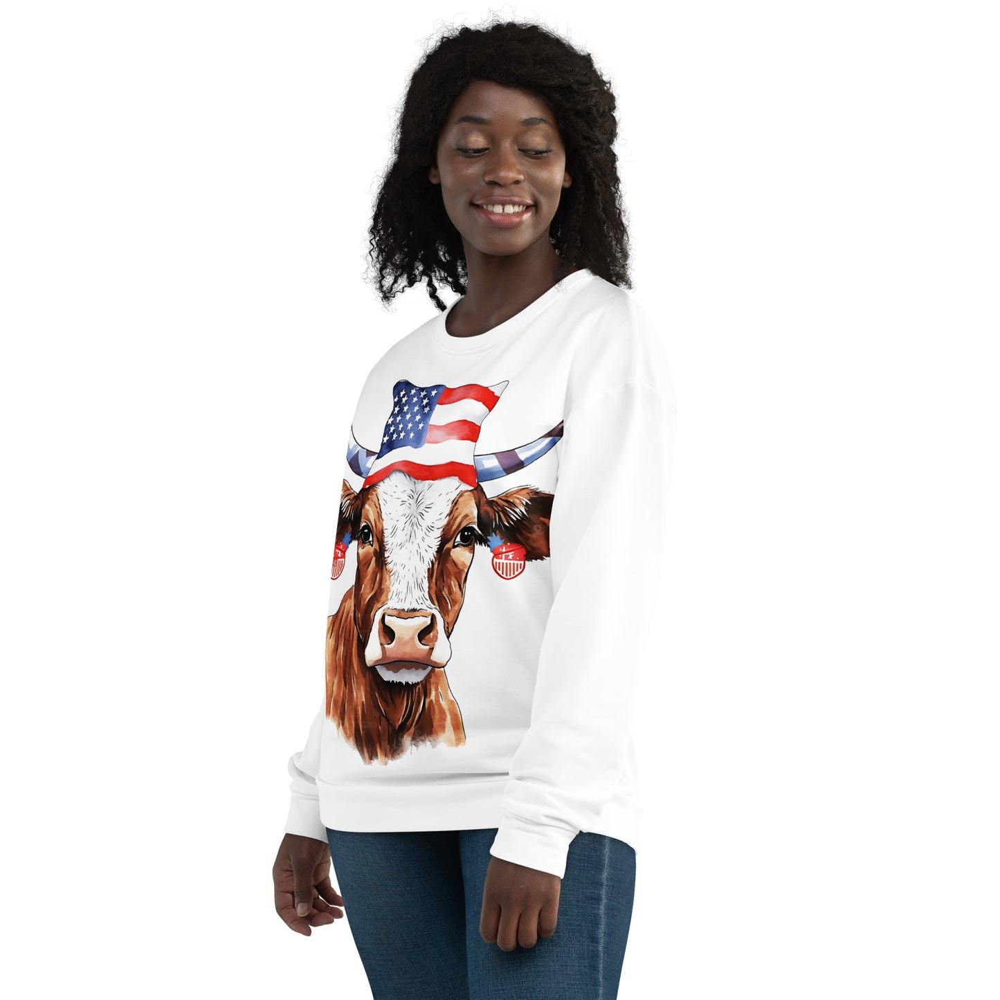 USA Patriotic Cow Sweatshirt For Animal Lover