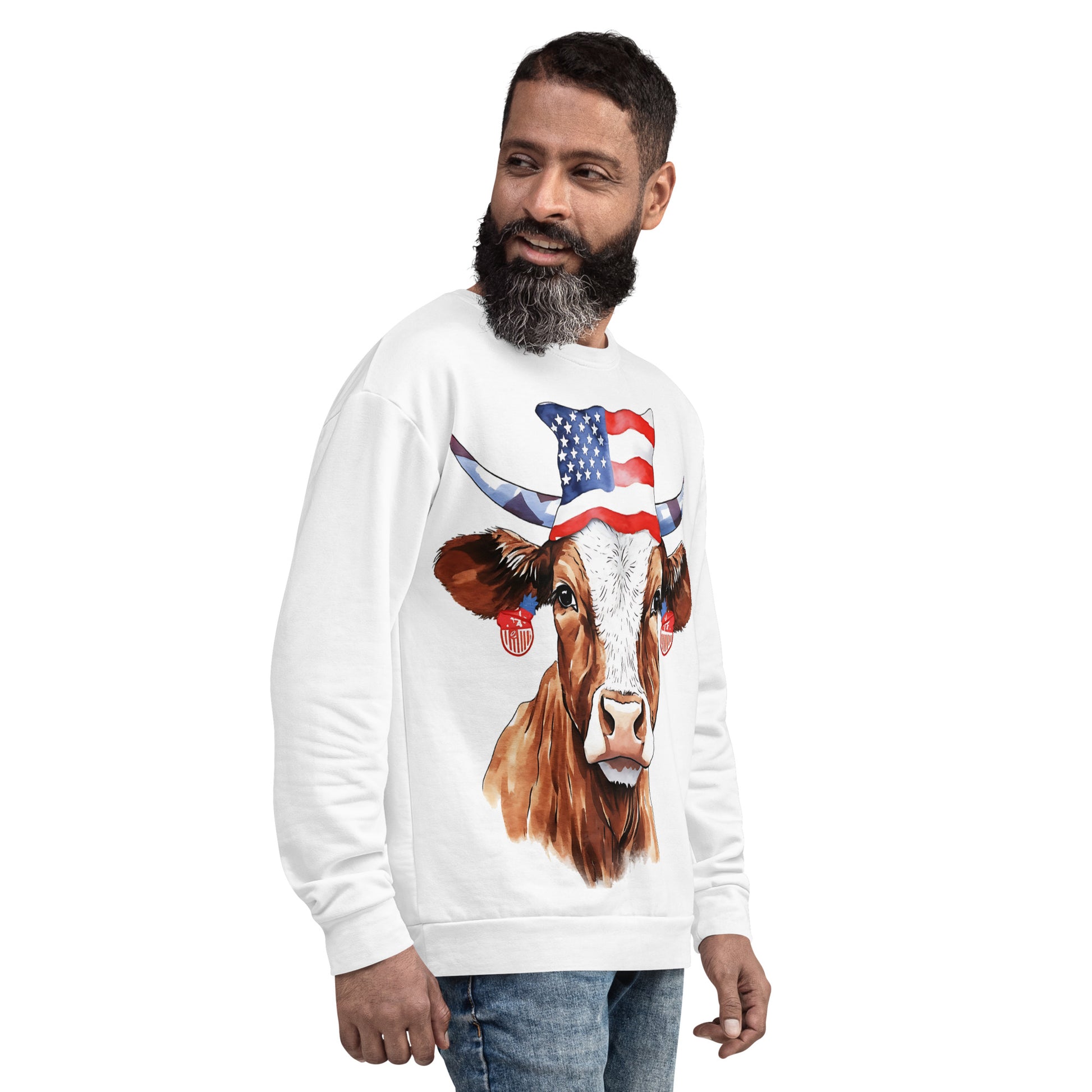 Patriotic Cow Sweatshirt For Animal Lover And Farmers