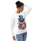 Patriotic Owl Lover's Sweatshirt / USA Colors Owl Sweatshirt For Owl Enthusiasts White Color