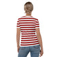 T-shirt da donna a righe bianche e rosse