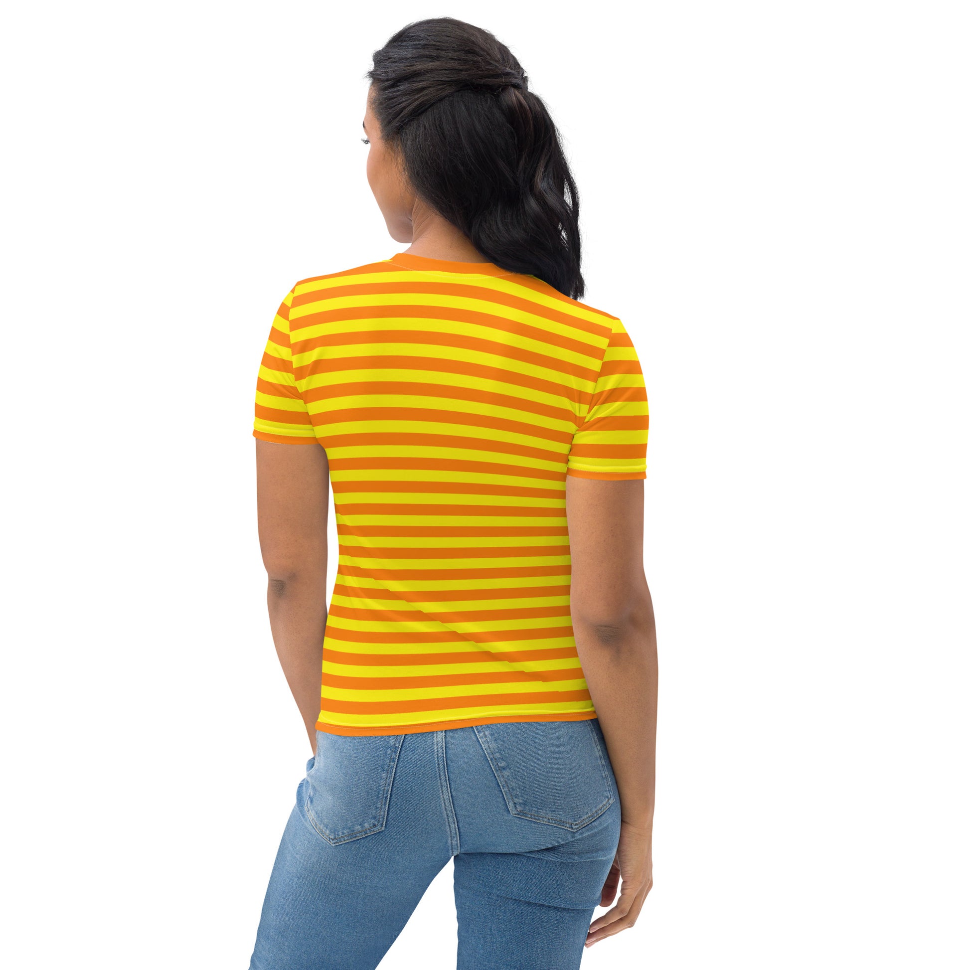 Orange and yellow striped summer t-shirt