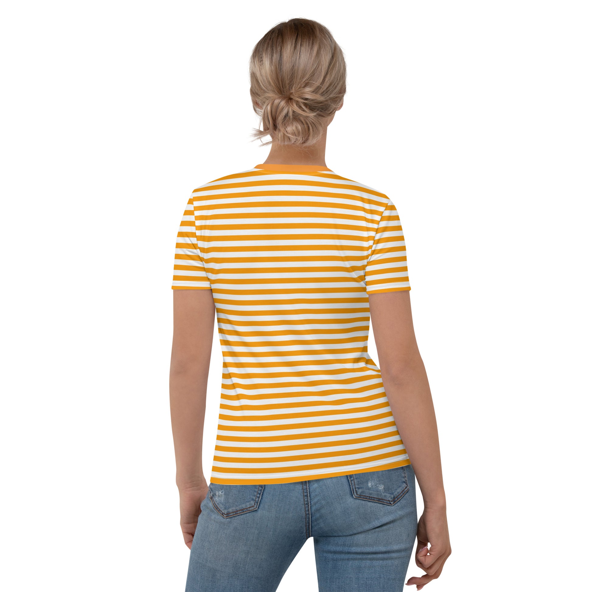 Striped t-shirt for women in orange and white