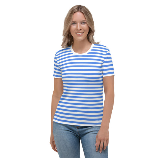  White Blue Striped T-Shirt Women | Stylish and Comfortable