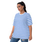 Plus Size  White Blue Striped T-Shirt Women | Stylish and Comfortable