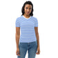  White Blue Striped T-Shirt Women