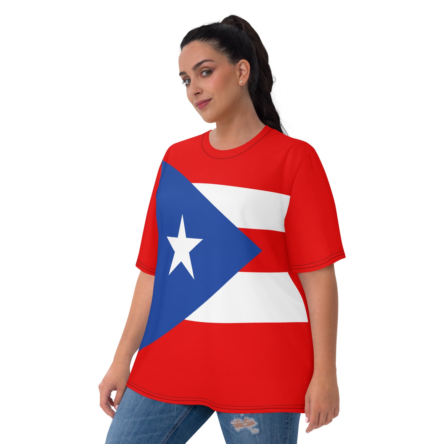 Feminine Patriotic Wear: Puerto Rico Flag T-shirt