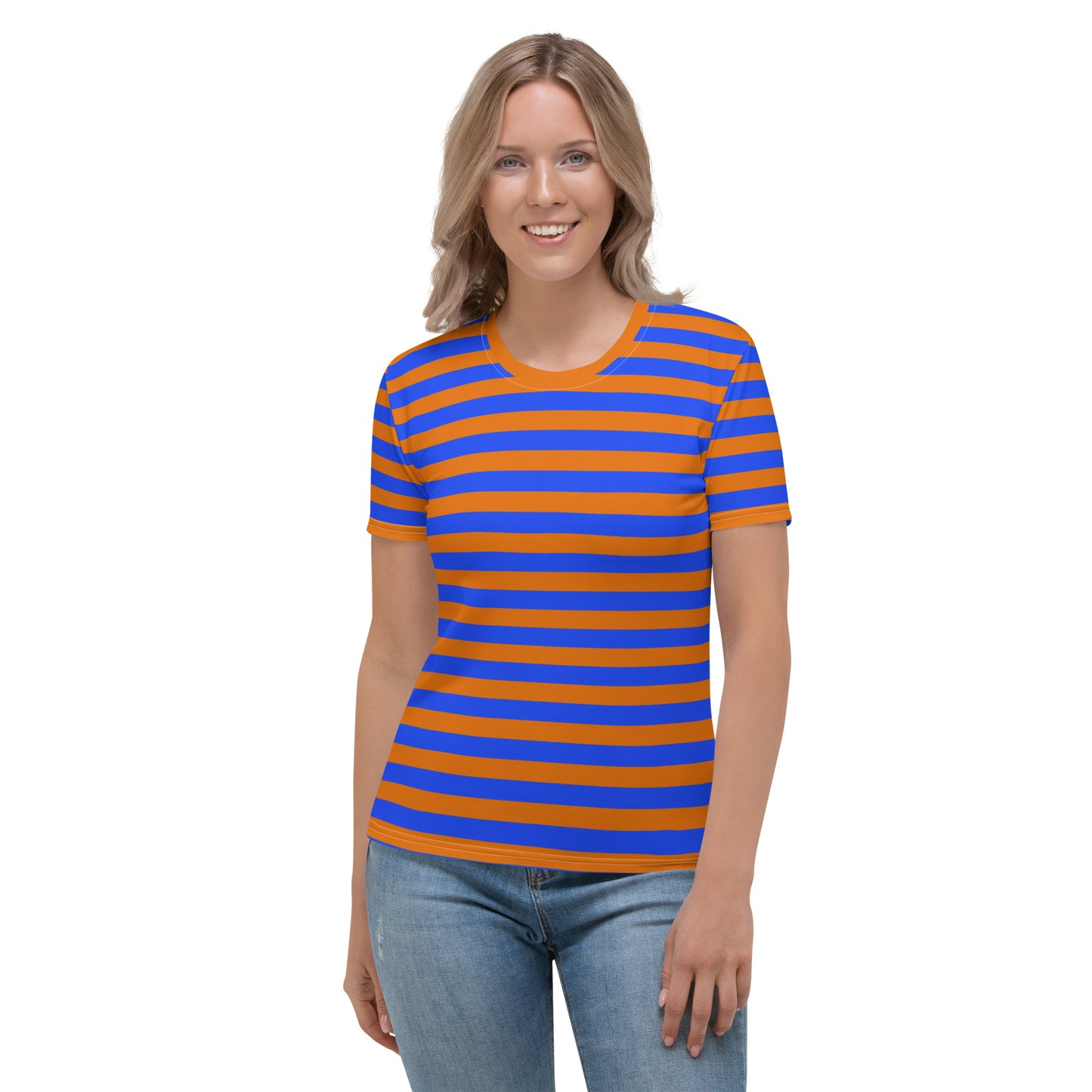Dynamic Duo: Blue & Orange Striped Shirt