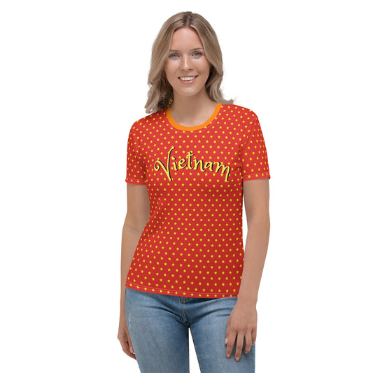 Vietnam T-Shirt For Women With Yellow Polka Dot Design
