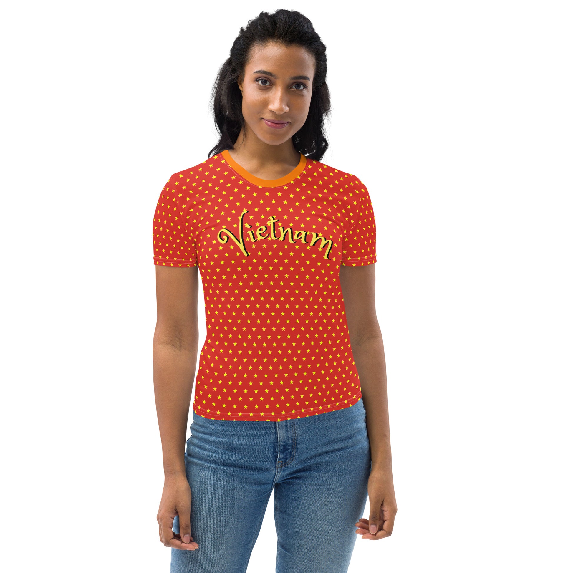 Unique T-Shirt for Women: Yellow Polka Dots with Vietnam Theme