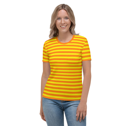 Orange And Yellow Striped T-shirt / Summer T-shirt Women