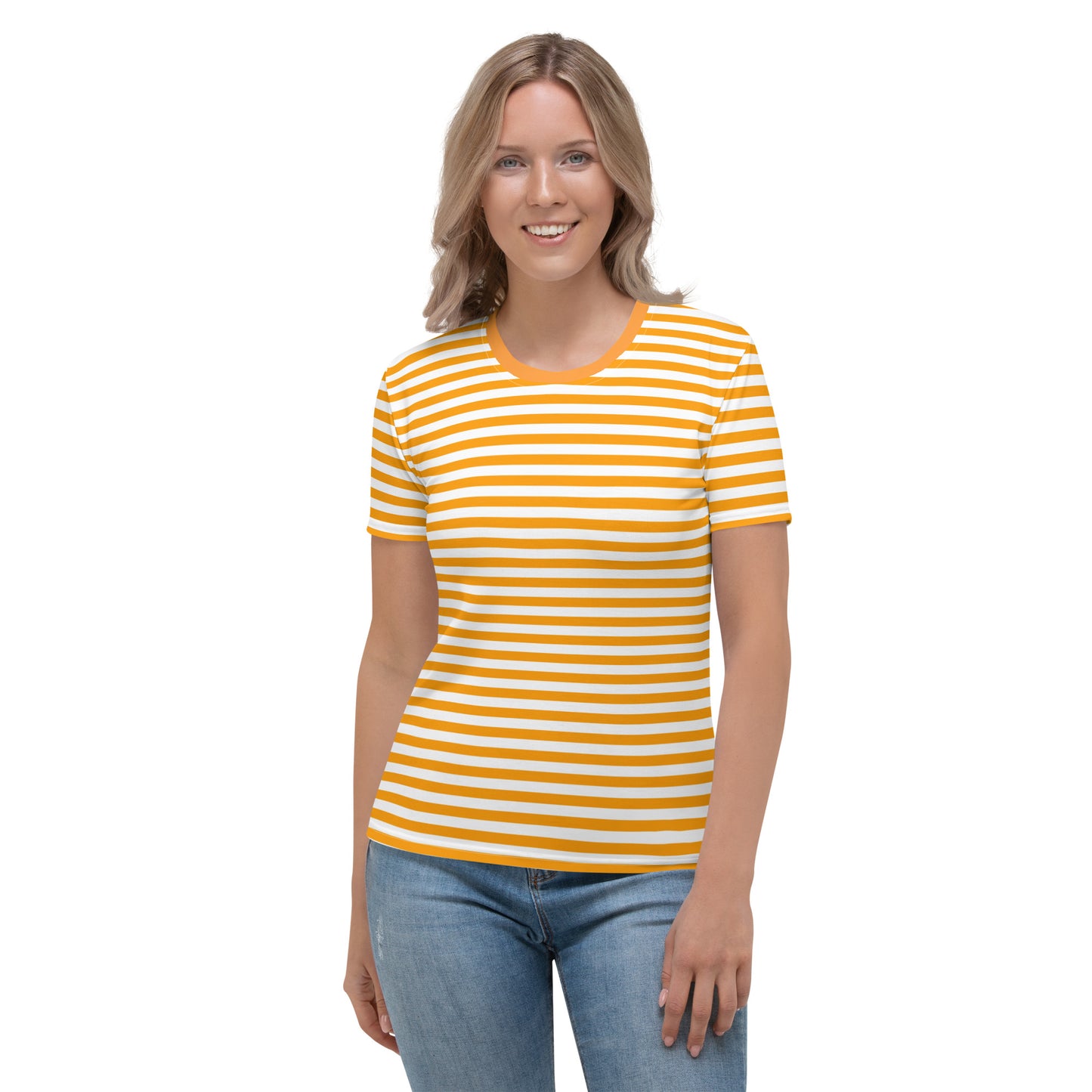 Orange And White Striped Women's T-shirt
