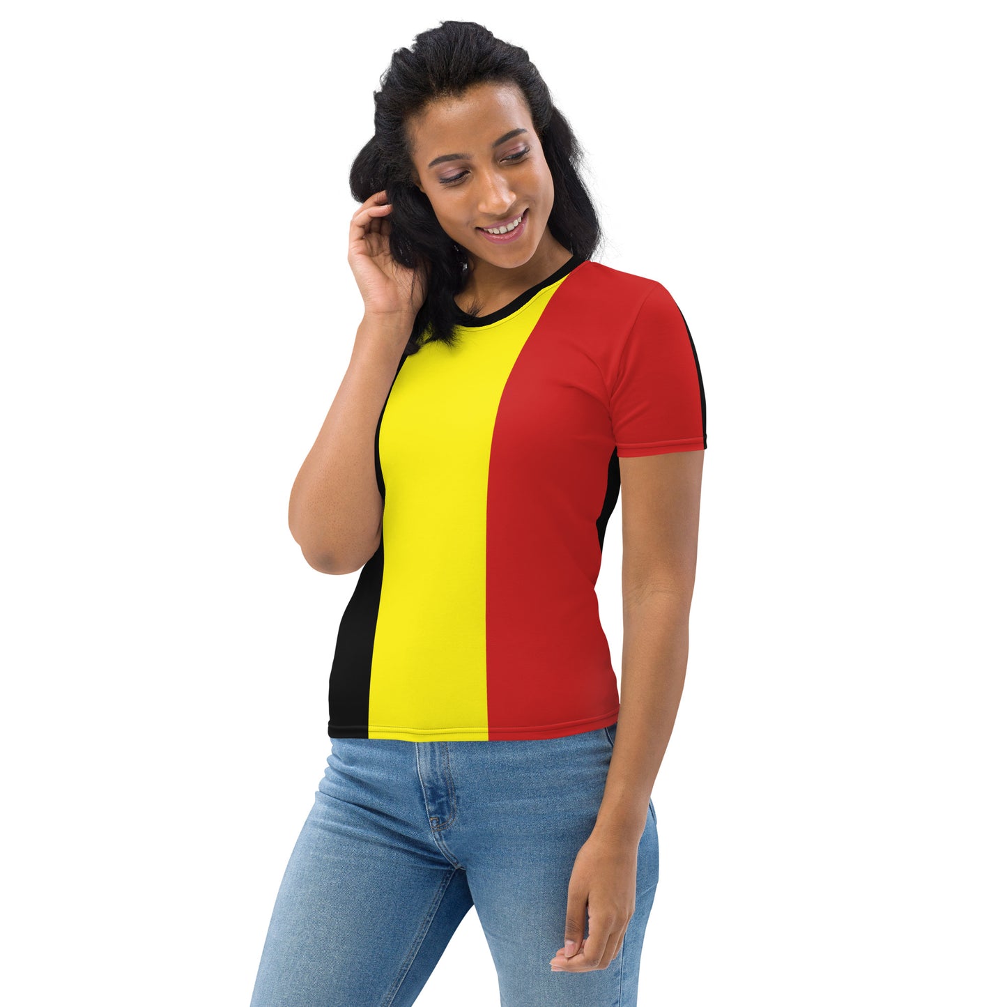 Women's Fashion T-Shirt with Belgium Flag Design