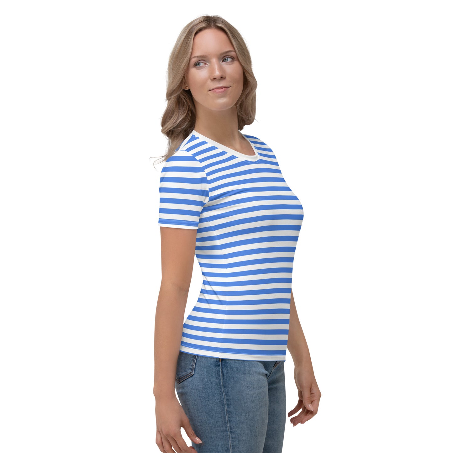  White Blue Striped T-Shirt Women | Stylish and Comfortable