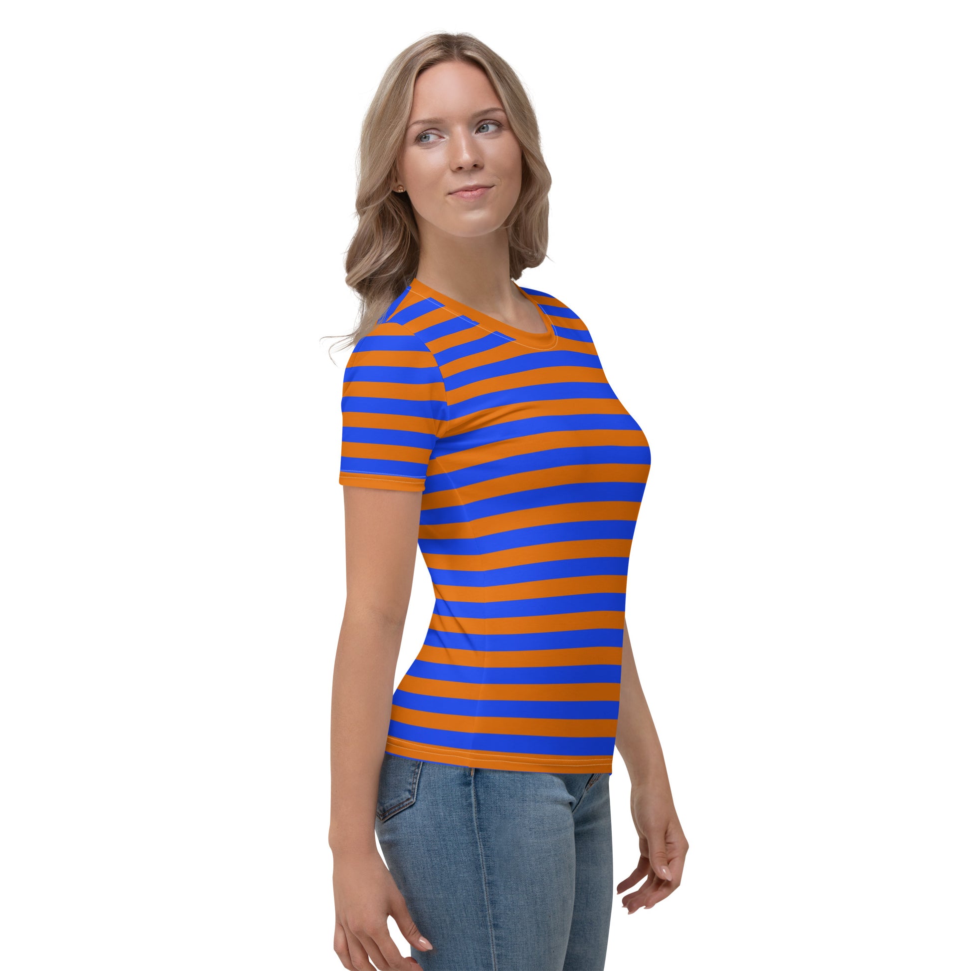 Bold Blue and Orange Stripes: Women's Shirt