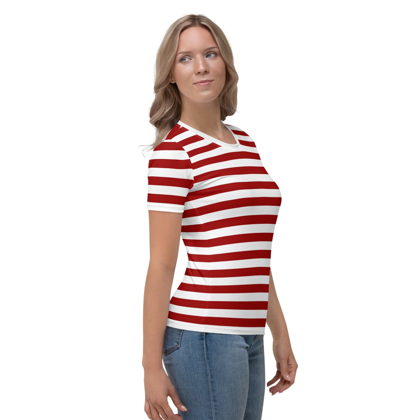 Rot-weiß gestreiftes T-Shirt für Damen