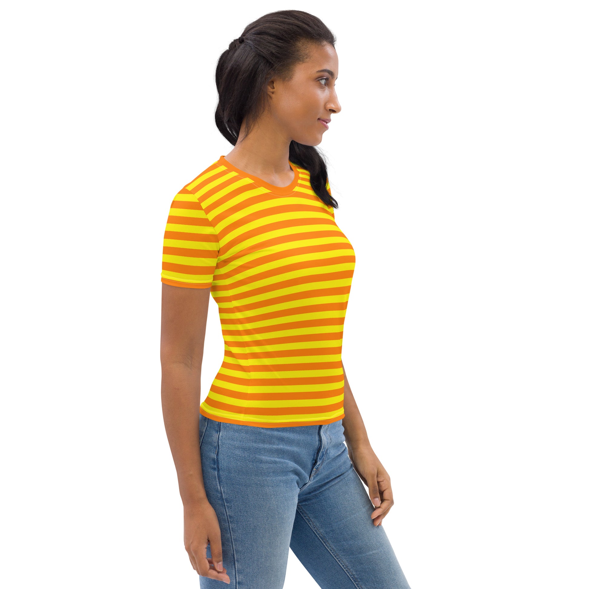 T-shirt in orange and yellow stripes