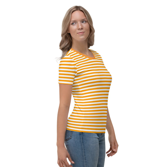 Comfortable t-shirt for women in orange and white