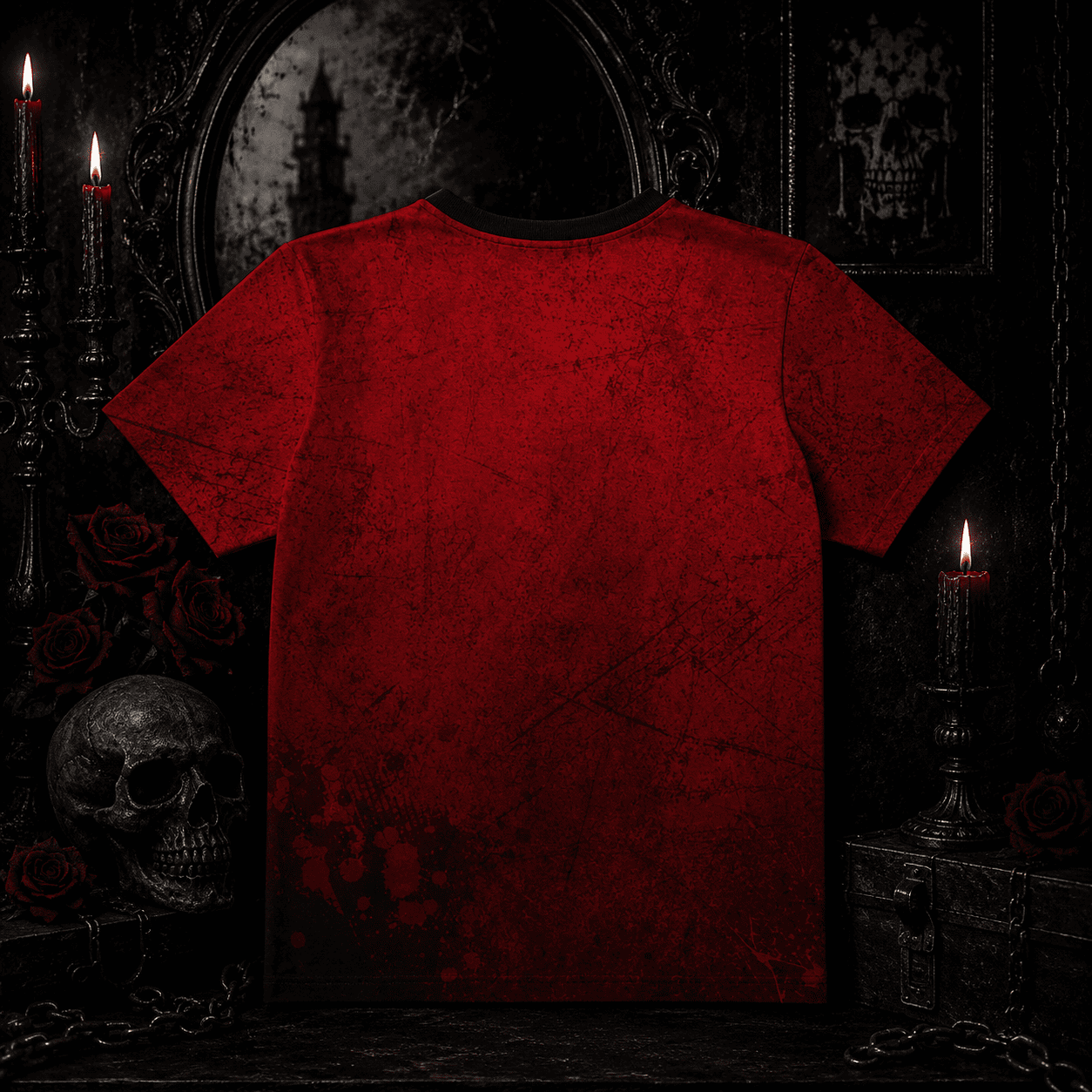 back side alternative women's clothing dark grunge red black tee