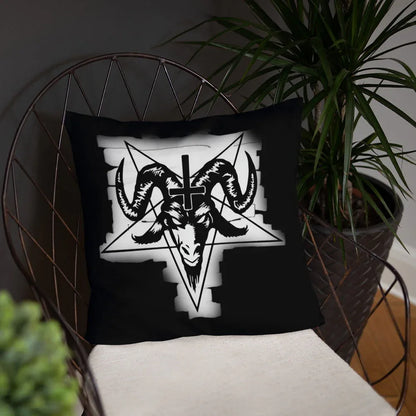 black Baphomet cushion for goth room