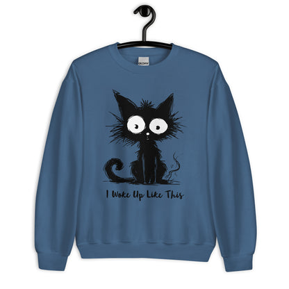 black cat sweater I woke up like this