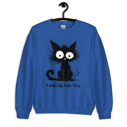 black cat sweater with messy cat illustration