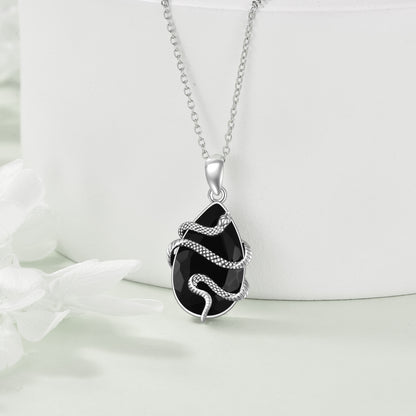 black gemstone necklace 925 sterling silver