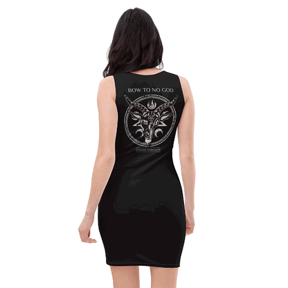 black soft goth dress with occult goat skull back print