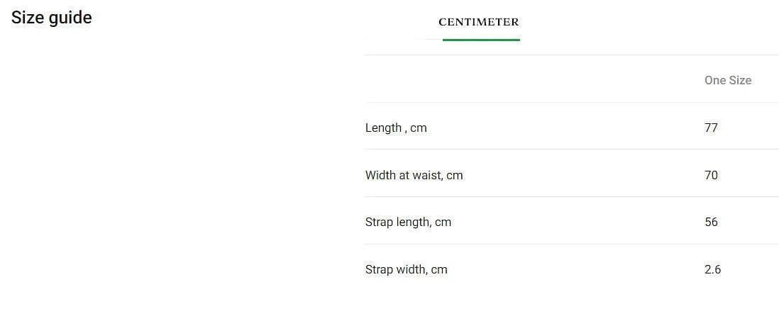 centimeter guide size apron