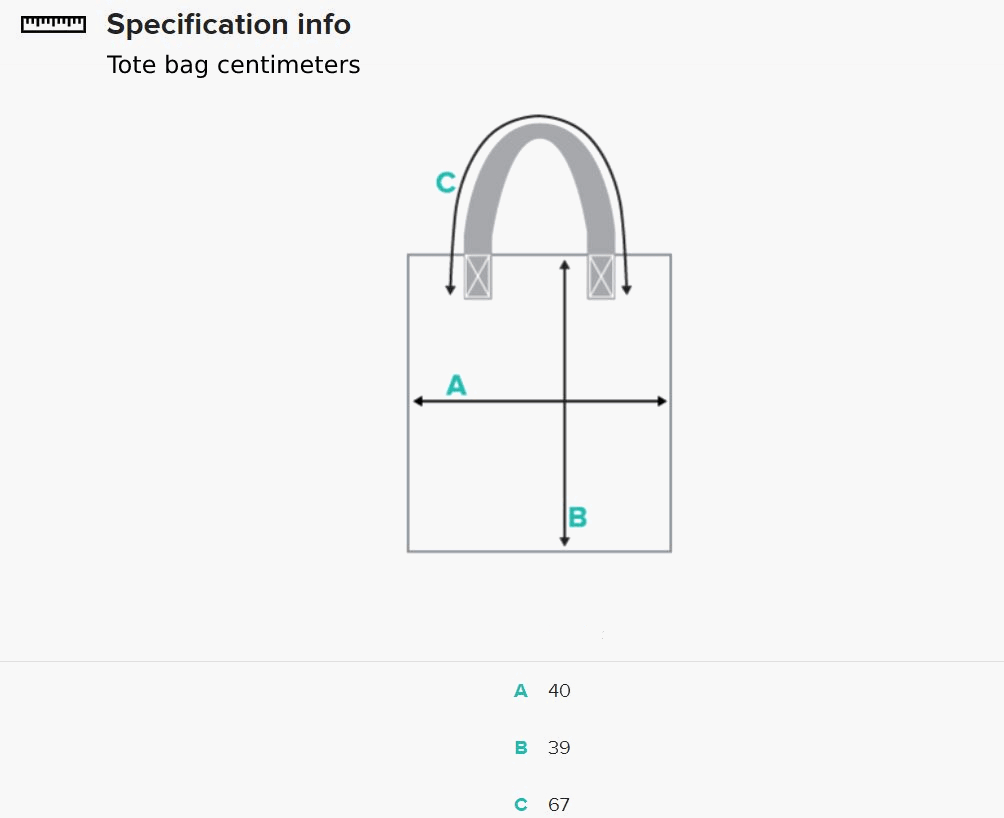 centimeters size guide bag