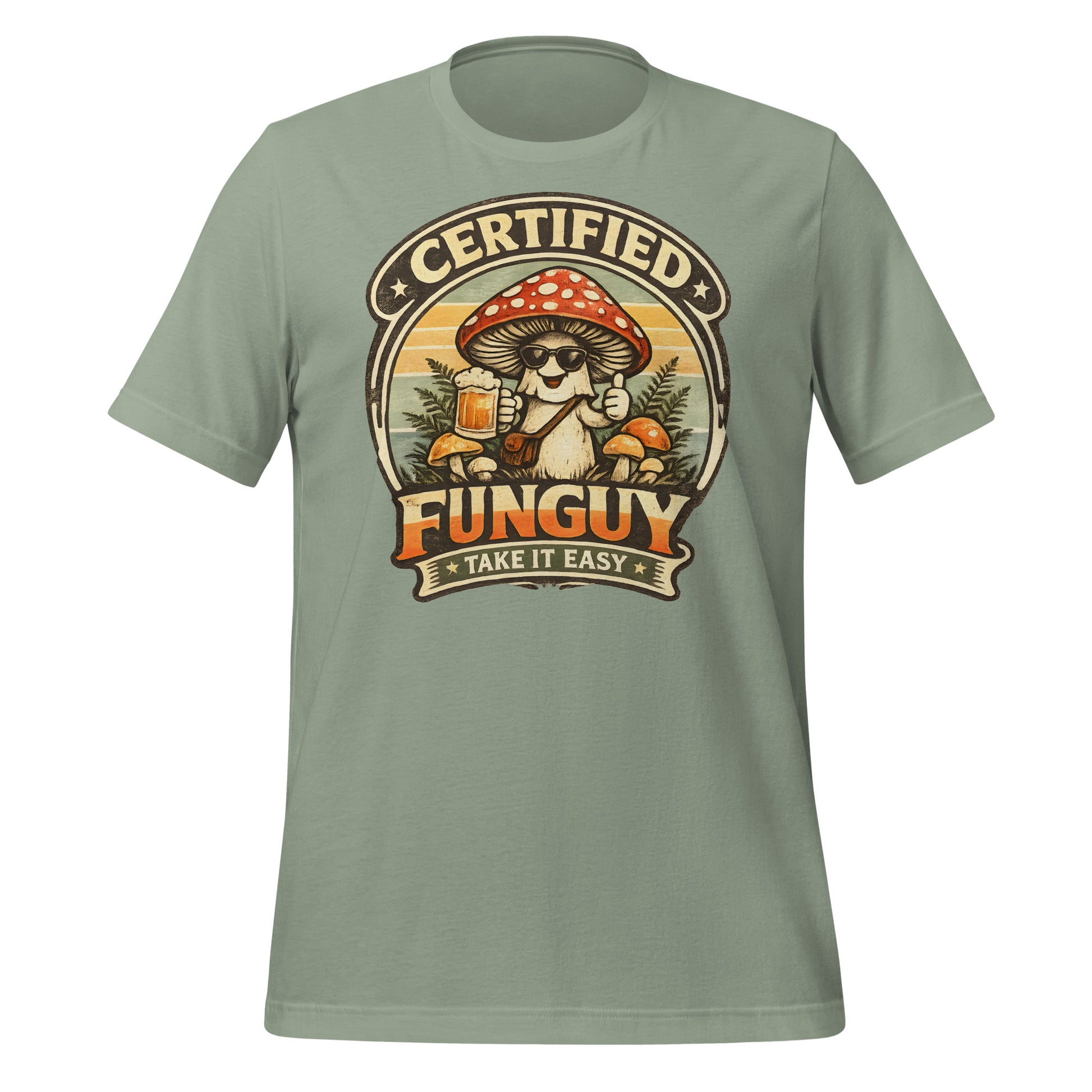 certified funguy mushroom t-shirt funny retro mushroom graphic tee with beer