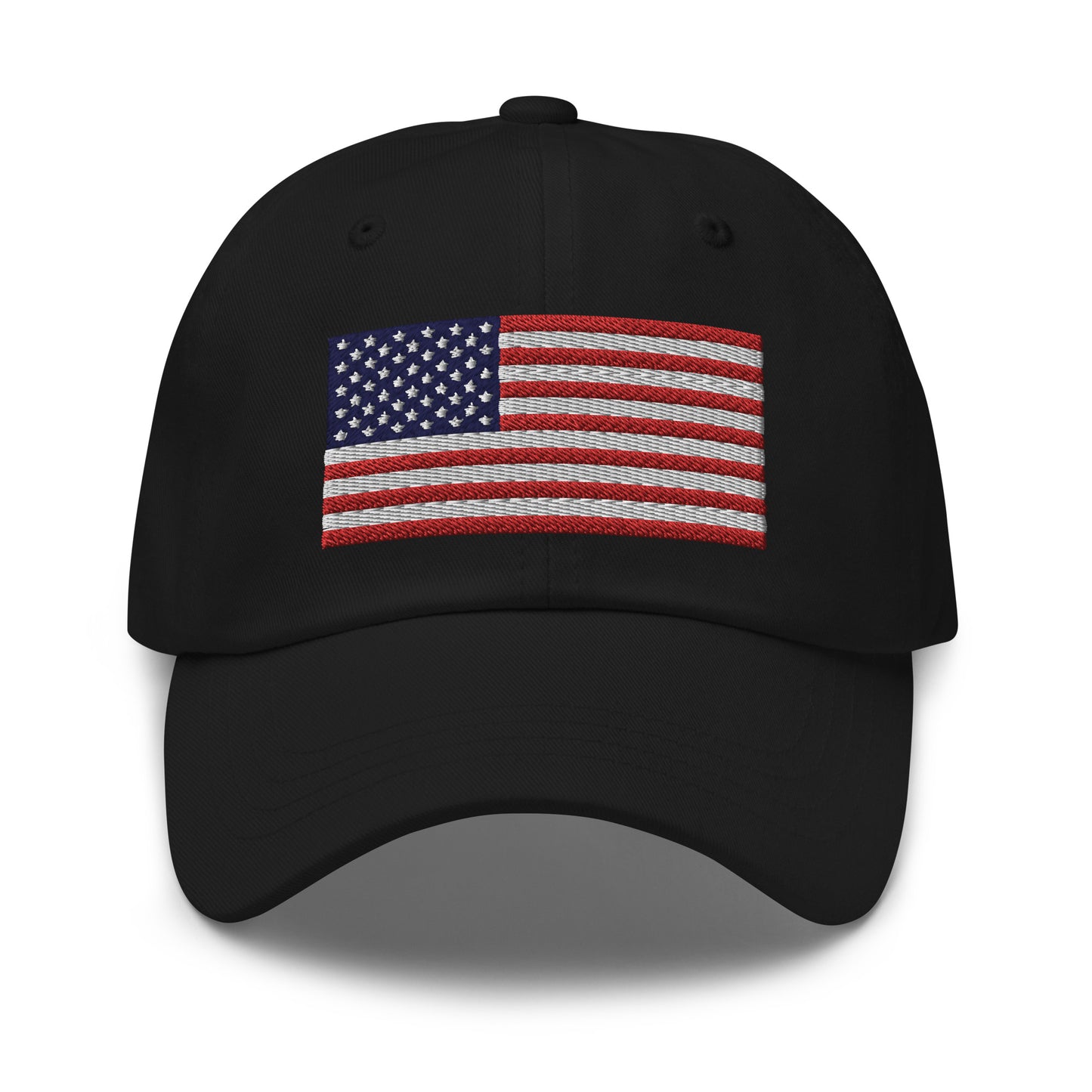 Black dad hat showcasing American spirit with embroidery