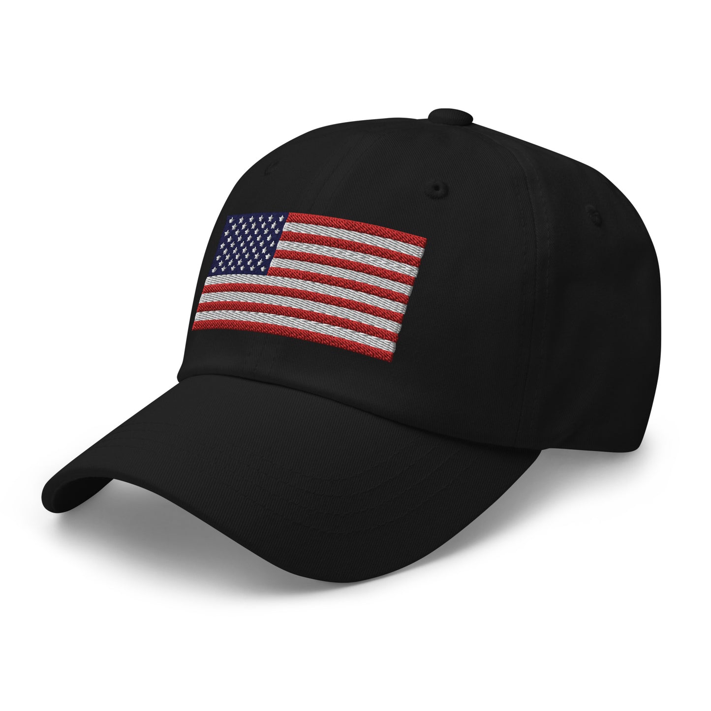 Black Adjustable cotton dad hat with USA embroidery