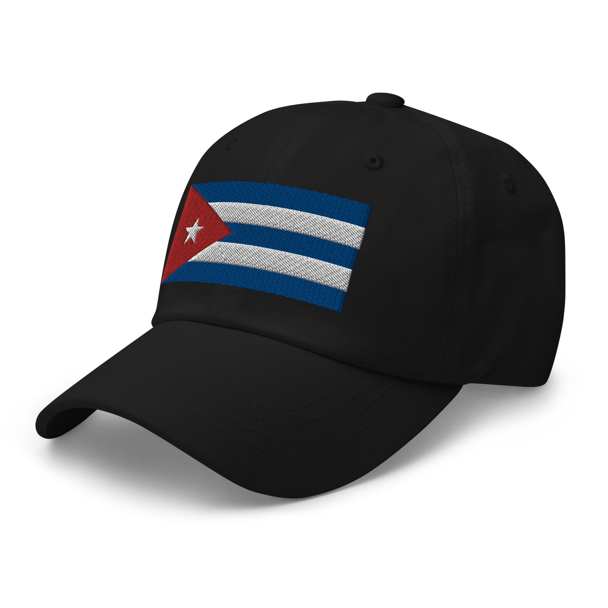 Cuban Flag Hat: Dad hat featuring a detailed embroidery of the Cuban flag.