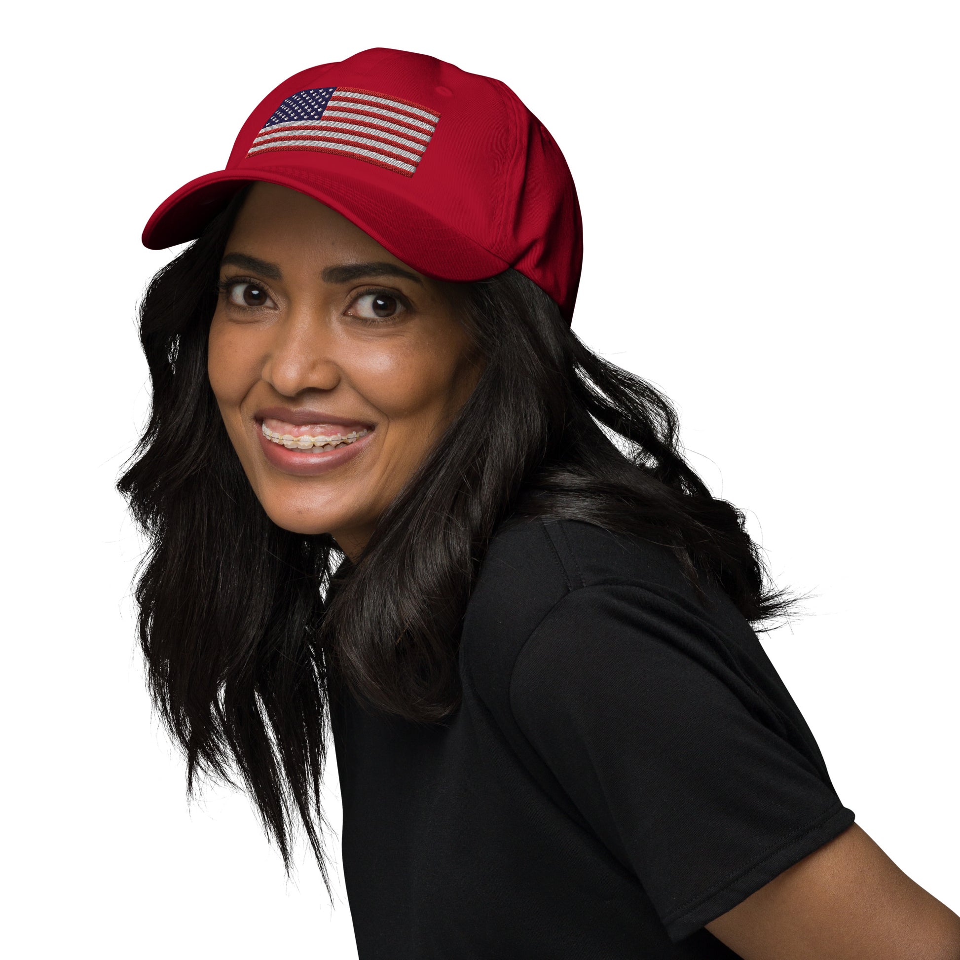 Red, white, and blue embroidered USA dad hat