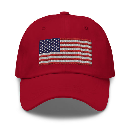 Red Embroidered USA Dad hat