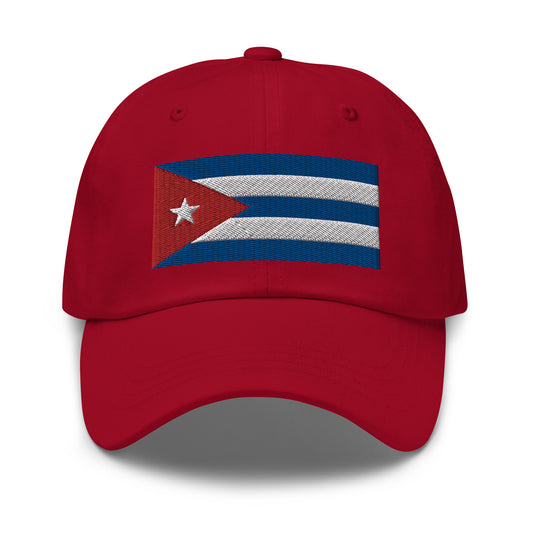 Cuba Dad Hat - Embroidered Flag: Adjustable dad hat embroidered with the Cuban flag for a perfect fit.