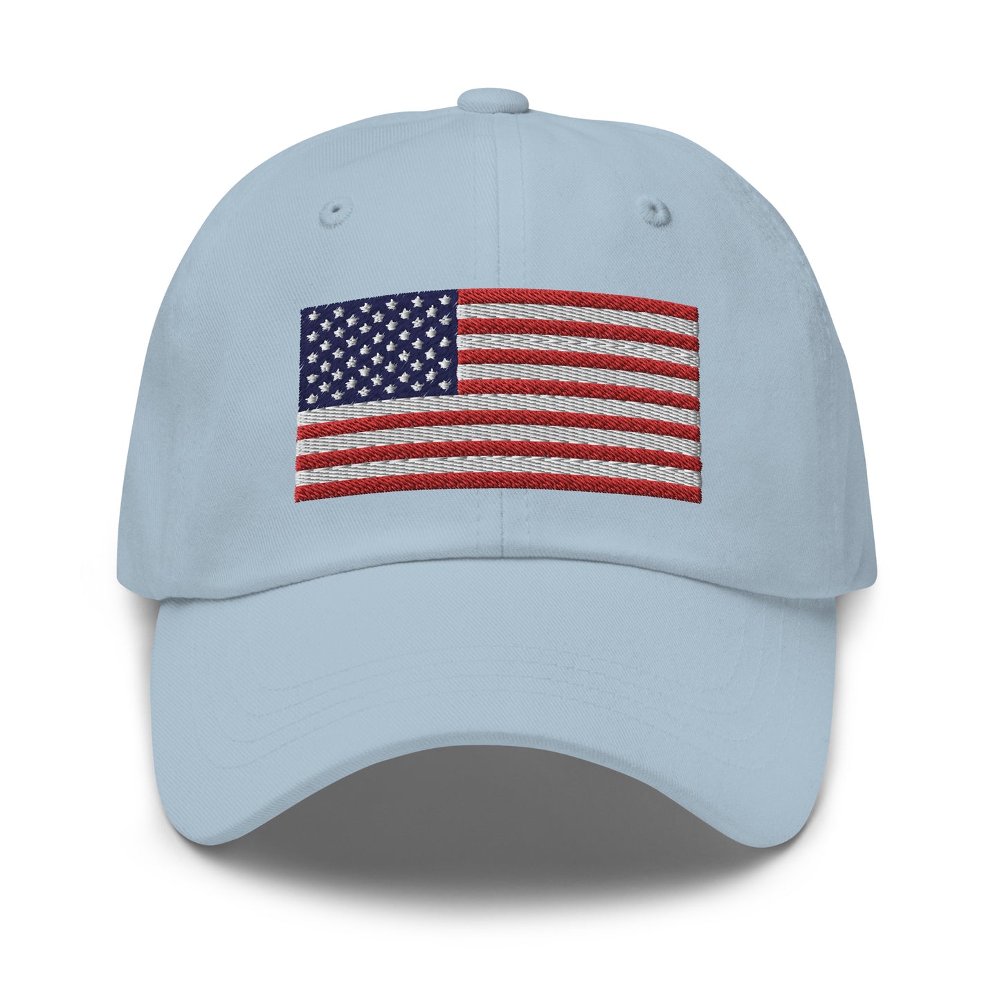 Light blue dad hat with embroidered USA design