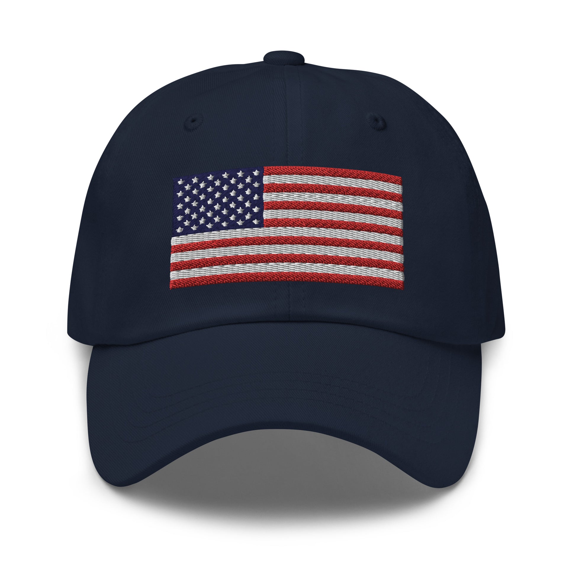 Dad hat embroidered with USA, perfect for casual wear. Navy color.