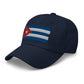 Red White and Blue Dad Hat - Cuban Flag Embroidery: Patriotic dad hat featuring the Cuban flag's red, white, and blue colors.