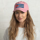 Rep Your Cuban Pride - Embroidered Dad Hat: Show off your love for Cuba with this embroidered dad hat. Pink dad hat.
