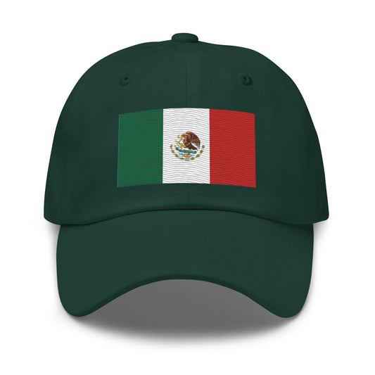 Embroidered Mexico Flag Dad Hat, green color