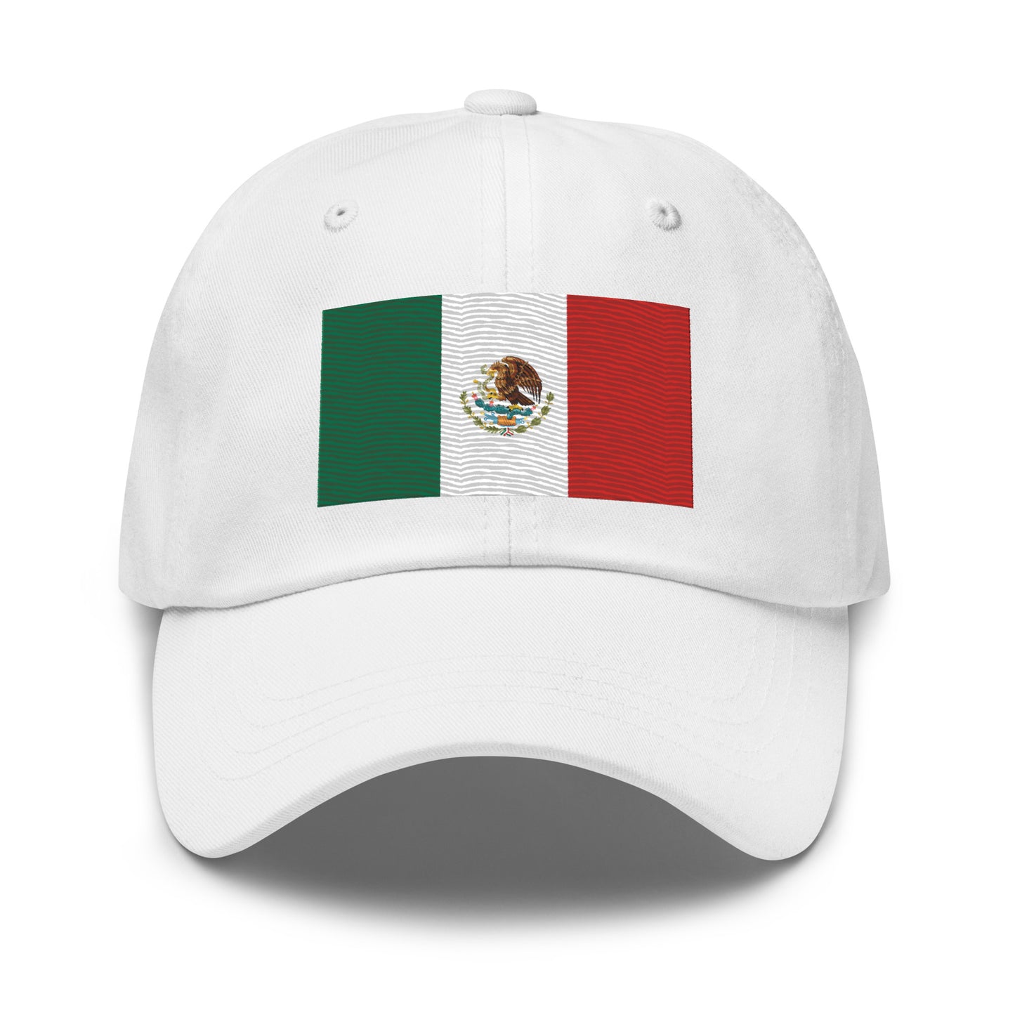 White Dad Hat with Embroidered Mexico Flag