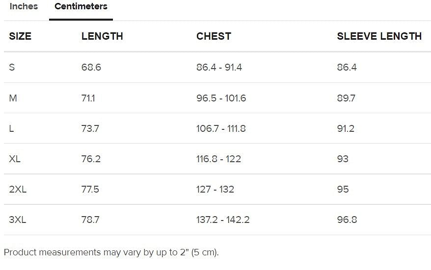 cm size guide hoodie